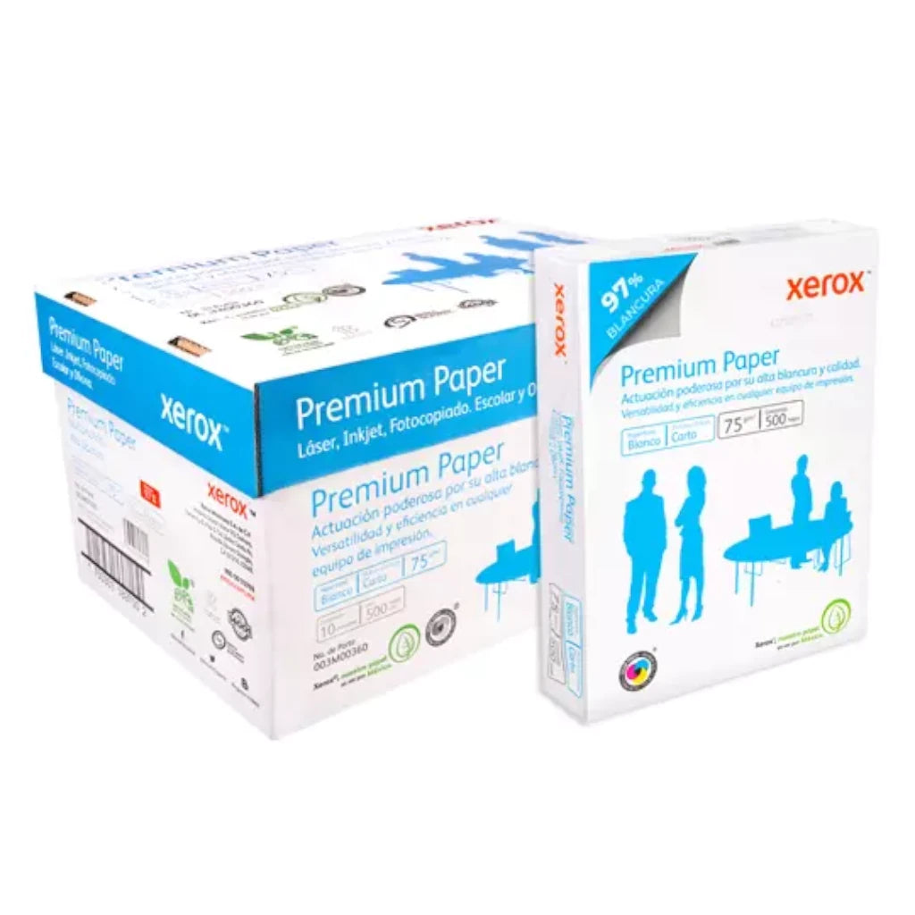 Papel Xerox Premium Azul Tamaño Carta 97% Blancura 75 grs Caja C/5000 hojas