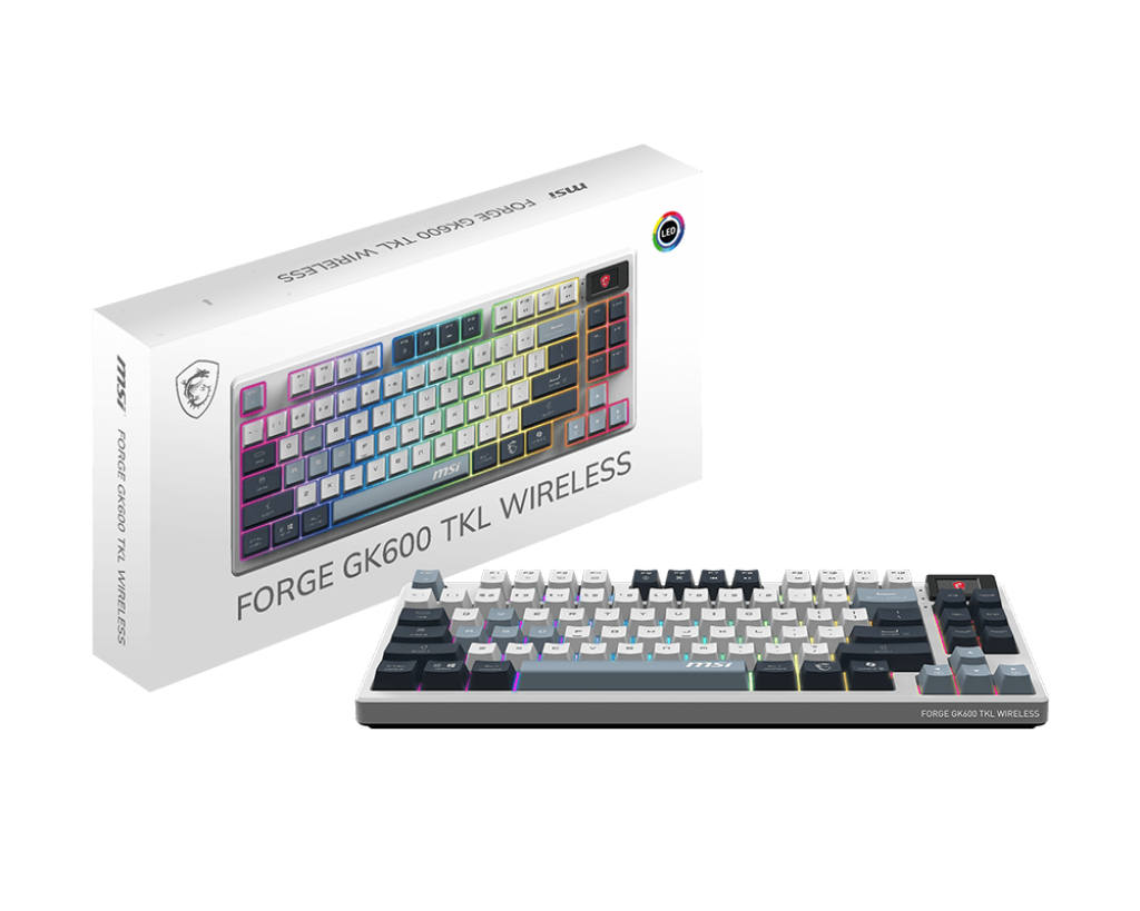 Teclado Gamer MSI Forge GK600 TKL Wireless Sky LED RGB Mecánico Inalámbrico USB/BT Multicolor Inglés