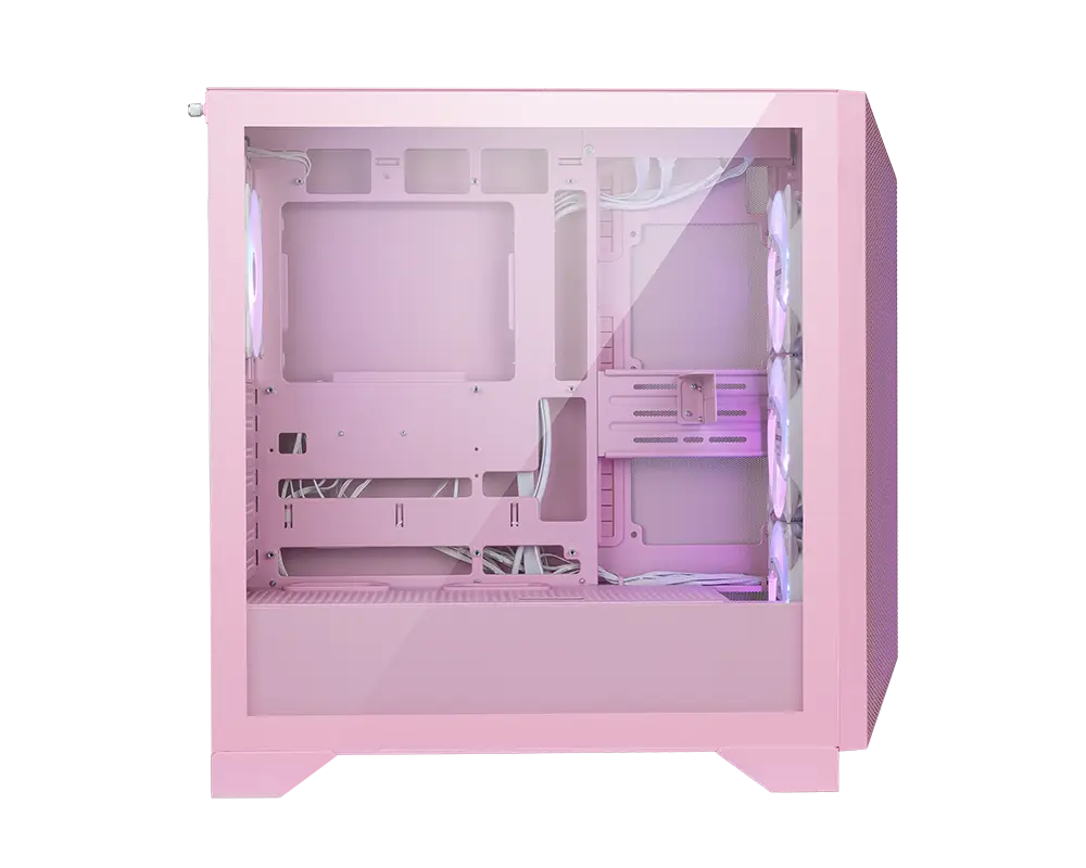Gabinete MSI MPG GUNGNIR 212R PZ Pink Torre Media ATX 4 Ventiladores RGB Vidrio Templado Rosa