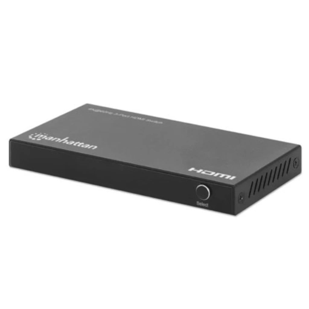 Switch HDMI Manhattan 4K@60Hz 3 entradas compacto negro