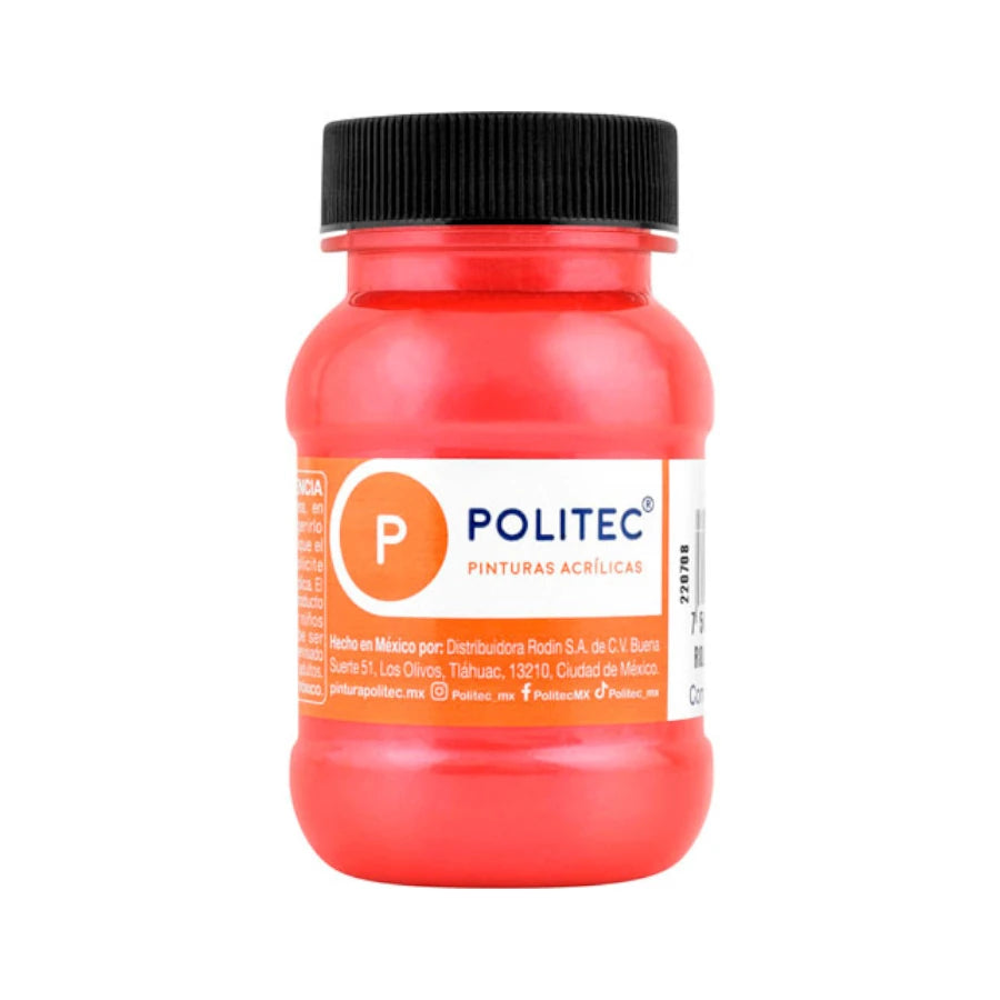 Pintura Acrilica Politec Rojo Metalico 100 ml No 521 Caja c/6 piezas