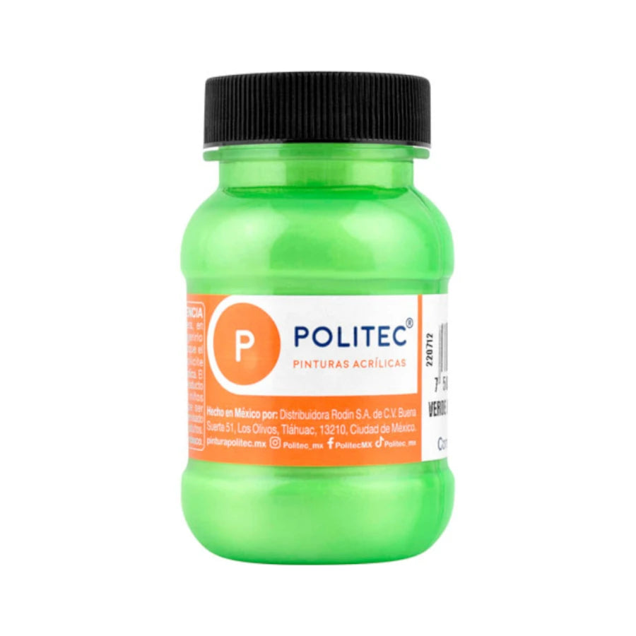 Pintura Acrilica Politec Verde Hoja Metalico 100ml No 528 Caja c/6 piezas