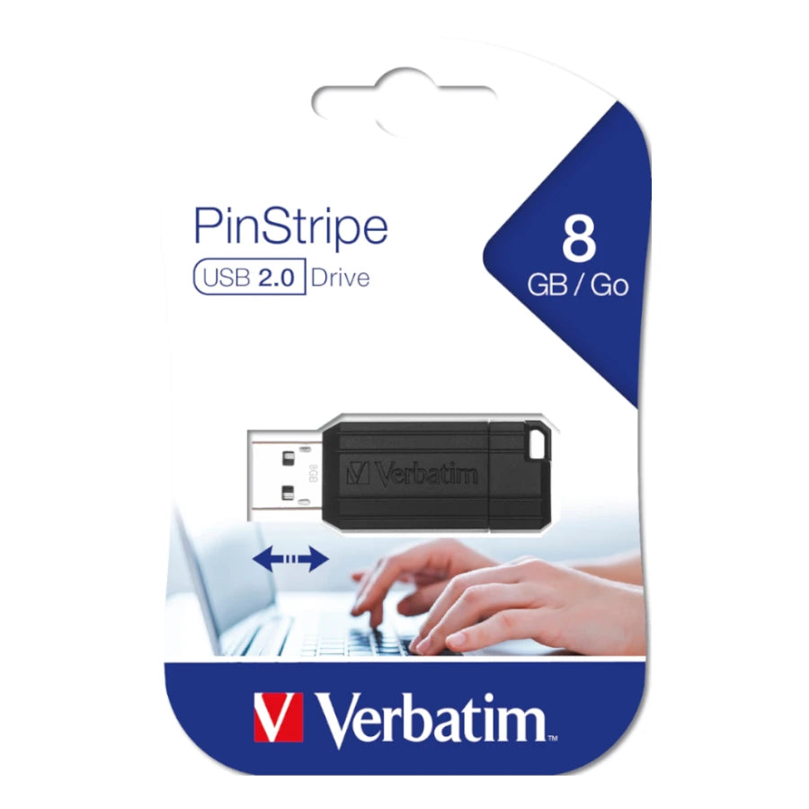Verbatim PinStripe - Unidad USB de 8 GB - Negro
