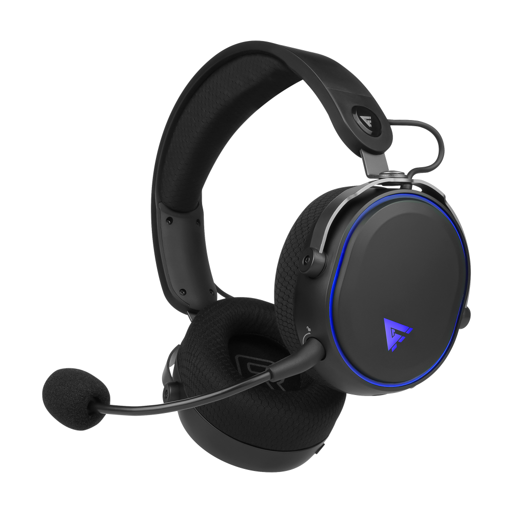 Diadema Game Factor HSB600 Gaming Inalámbrica RGB Triple Conectividad Micrófono Removible Surround 7.1 Color Negro