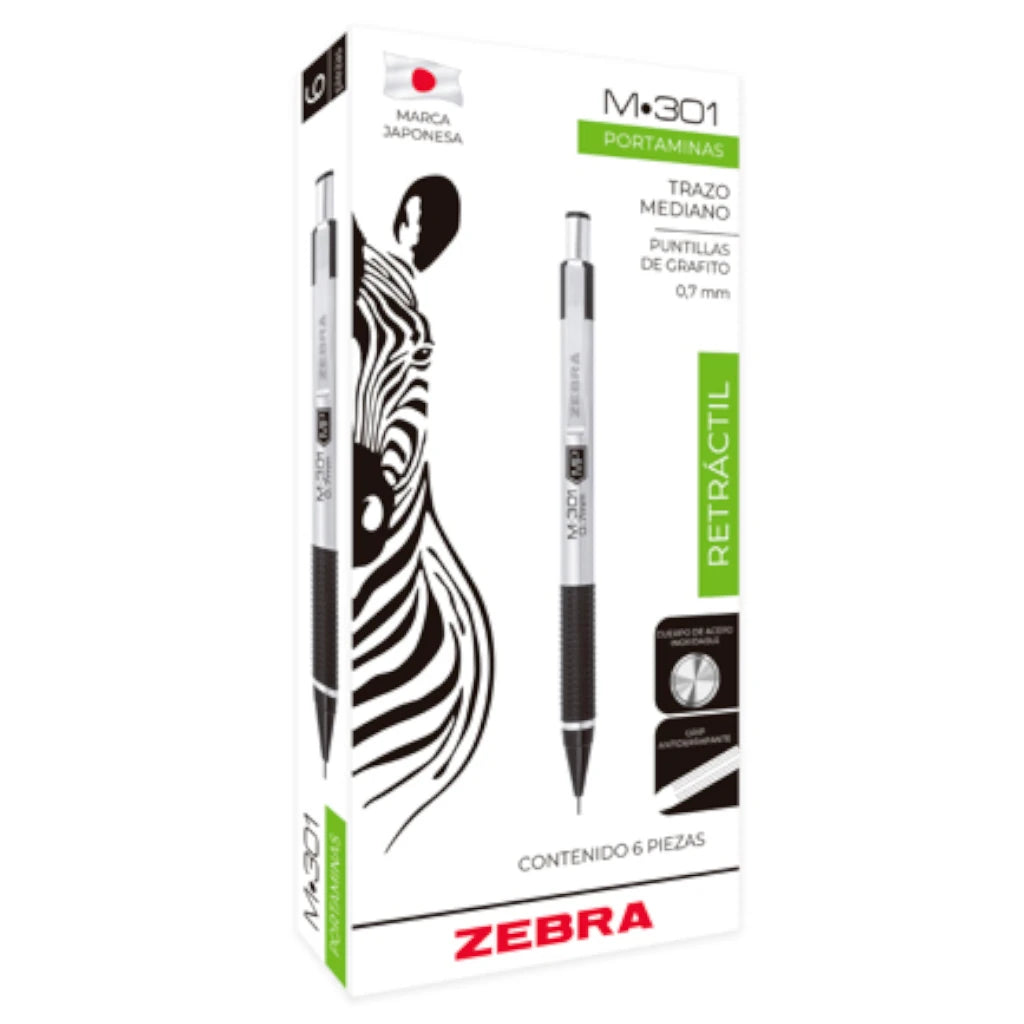Lapicero Zebra M-301 Retráctil Punto 0.7mm C/6 Pzas
