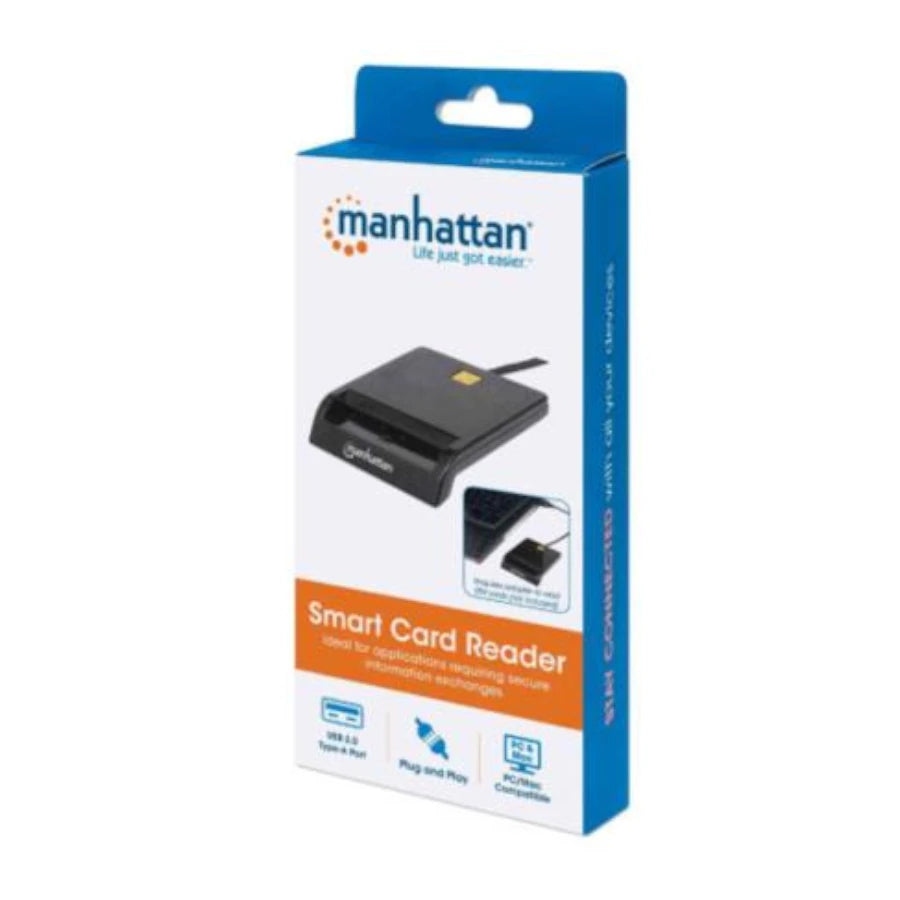 Lector Tarjetas Manhattan Inteligente USB por Contacto Externo Color Negro