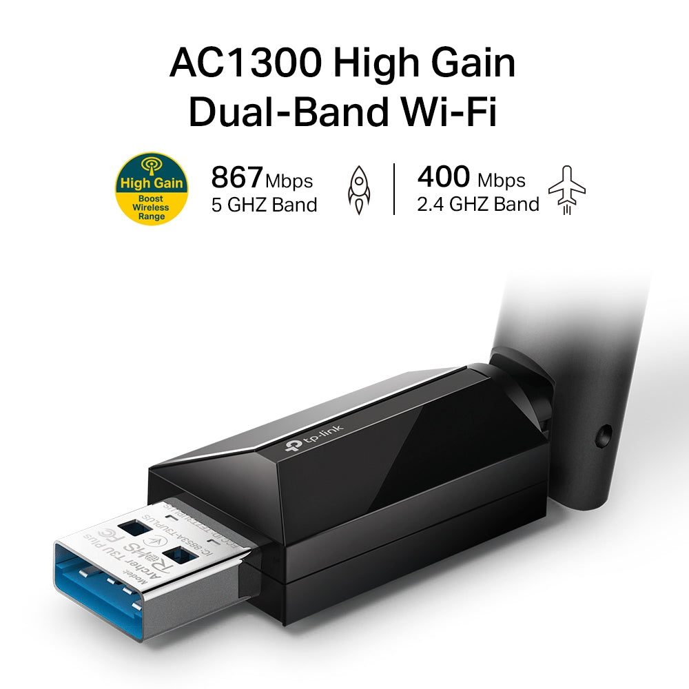 Adaptador USB inalámbrico Tp-link de doble banda de alta ganancia AC1300