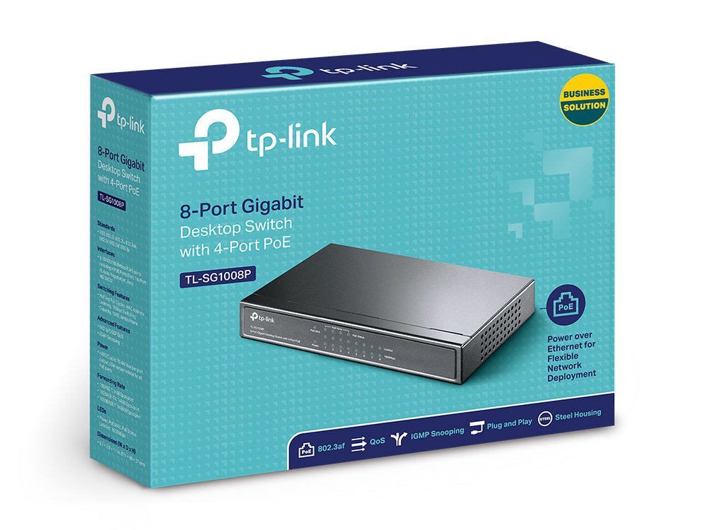 Switch TP-Link 8-Port Gigabit Desktop 4-Port PoE PORT 4× Gigabit PoE Ports 4× Gigabit Non-PoE Ports