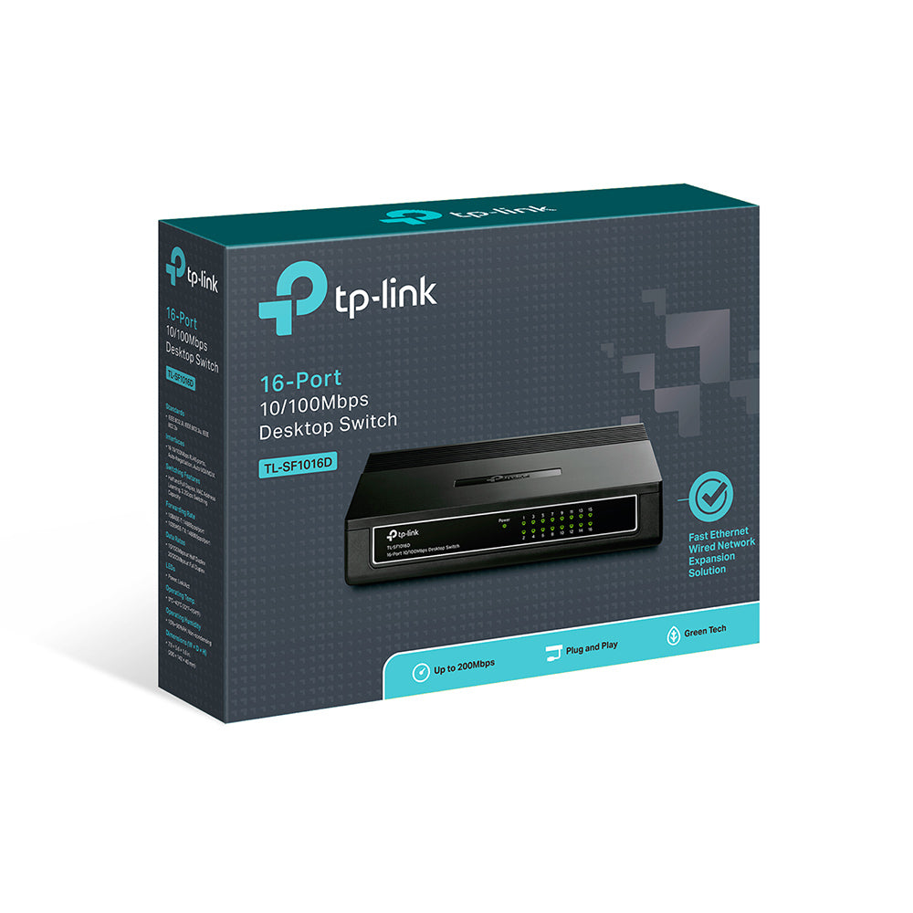 SWITCH DE ESCRITORIO TP-LINK CON 16 PUERTOS FAST ETHERNET 8
