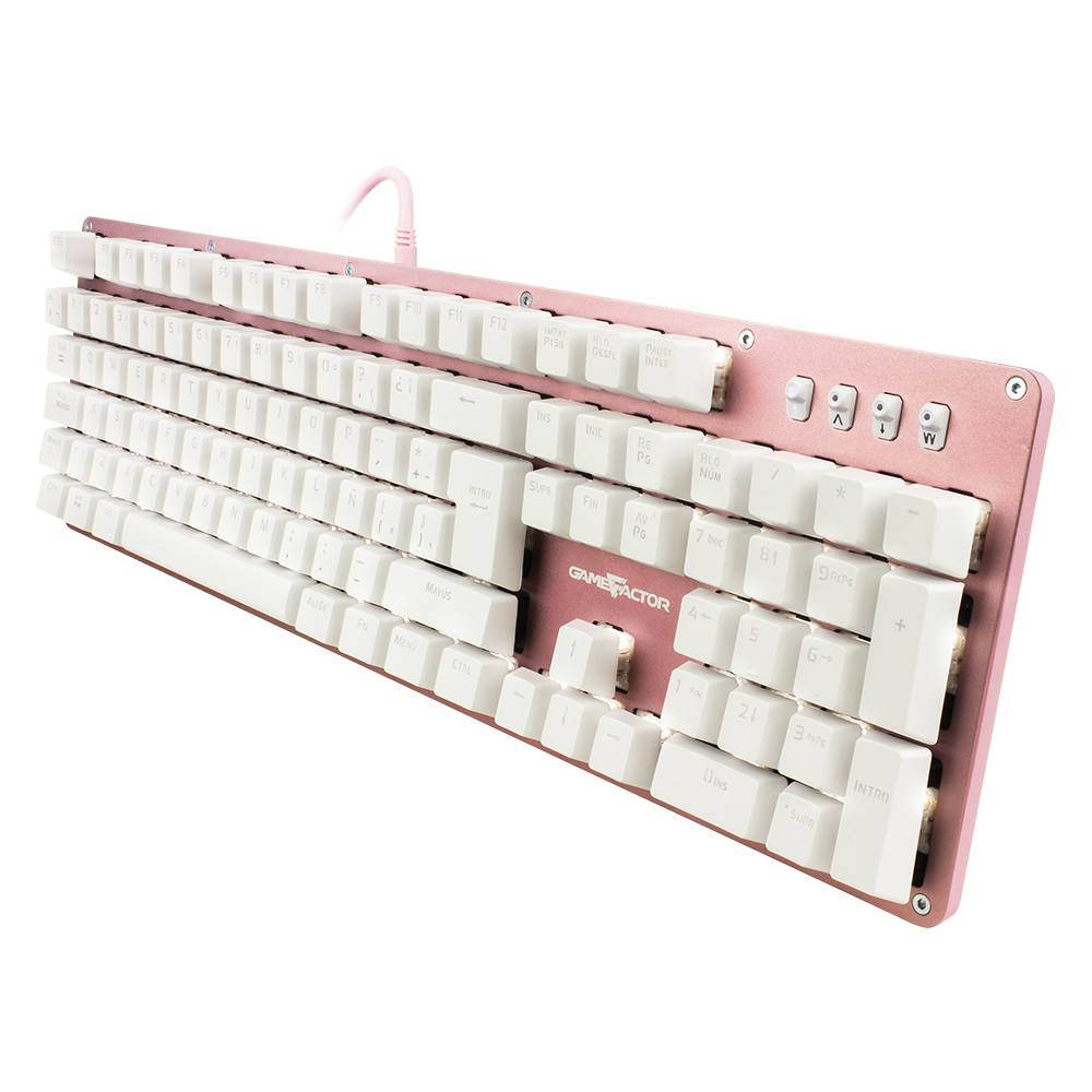 Teclado Mecánico Game Factor KBG400 Retroiluminado Switch Rojo USB Rosa