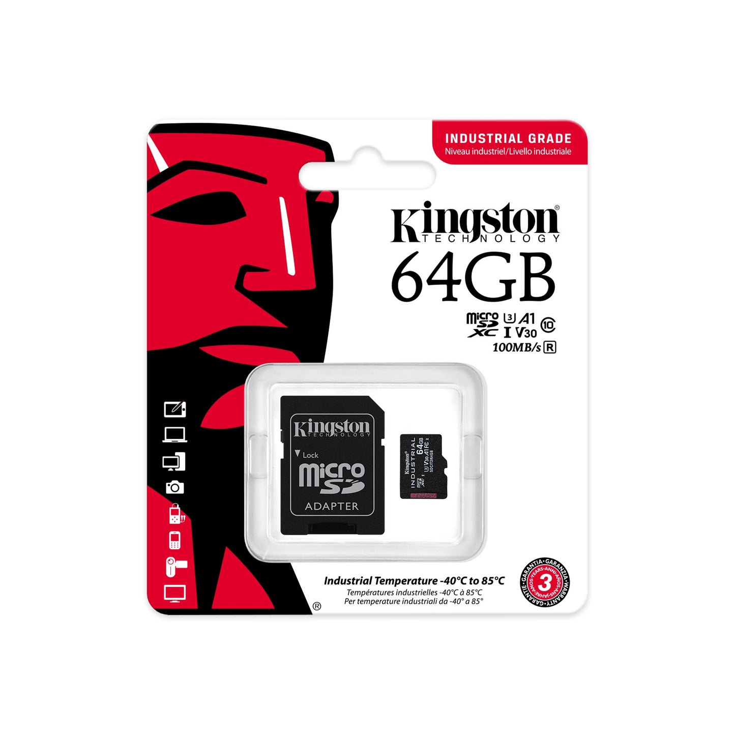 Tarjeta MicroSDHC Kingston (Industrial) 64 GB C10 A1 pSLC SDCIT2/64 GB