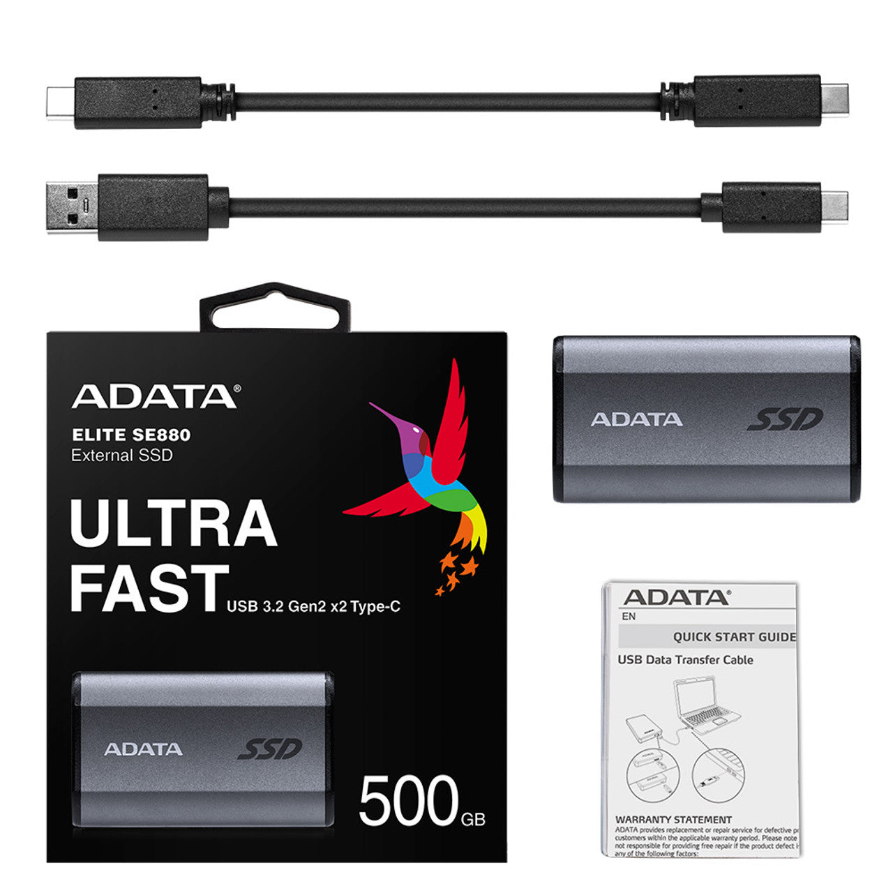 SSD Adata Externo 500GB SE880 3.2 USB-C Gris