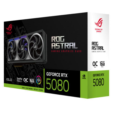 Tarjeta Video Asus ROG Astral GeForce RTX5080 OC 16GB Quad Fan ARGB GDDR7 PCIe 5.0 2xHDMI 3xDP