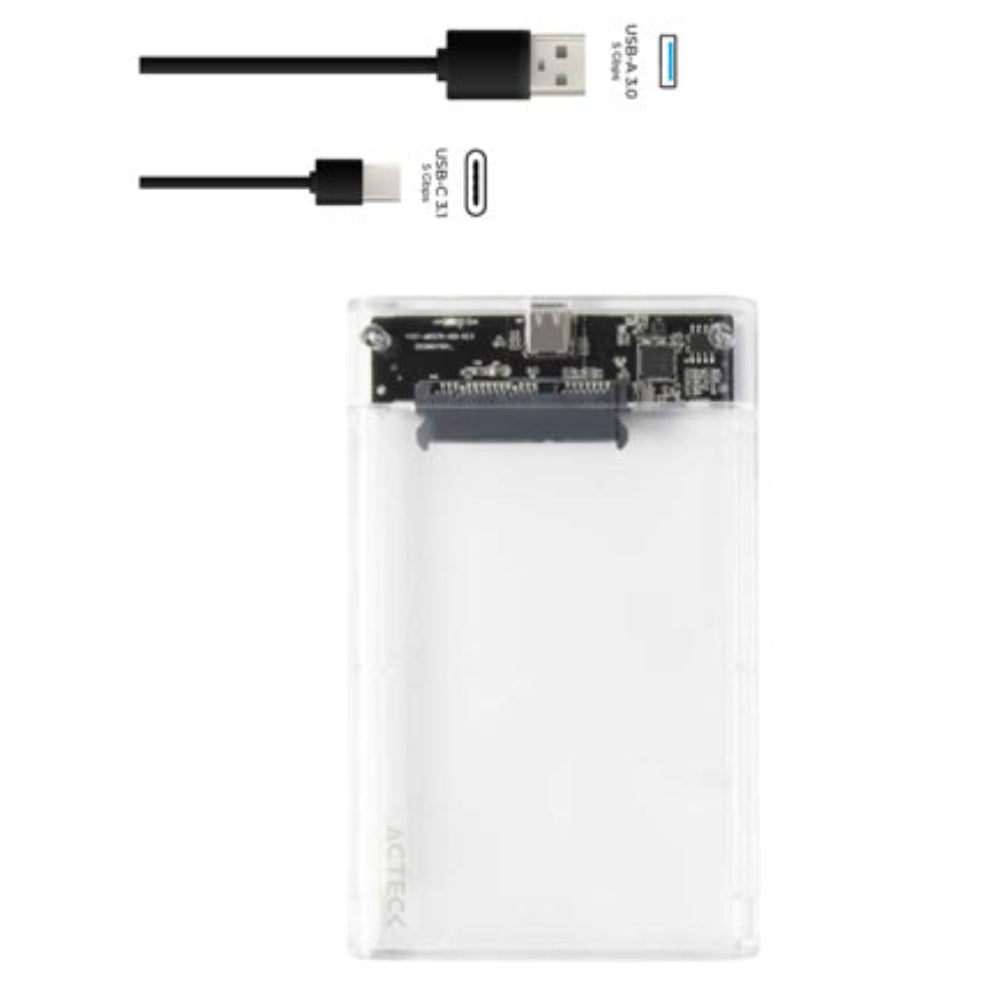 Gabinete Acteck de Disco Duro Armor Clear HC440 2.5 SATA USB 3.0 Blanco