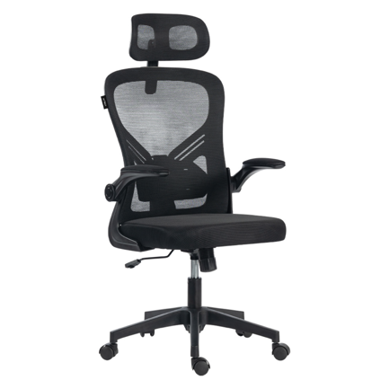 Silla Acteck de Oficina Flux Base EC343HR /Soporta hasta 100 kg Reposabrazos Abatibles 90° / Marco Negro - Malla Negra