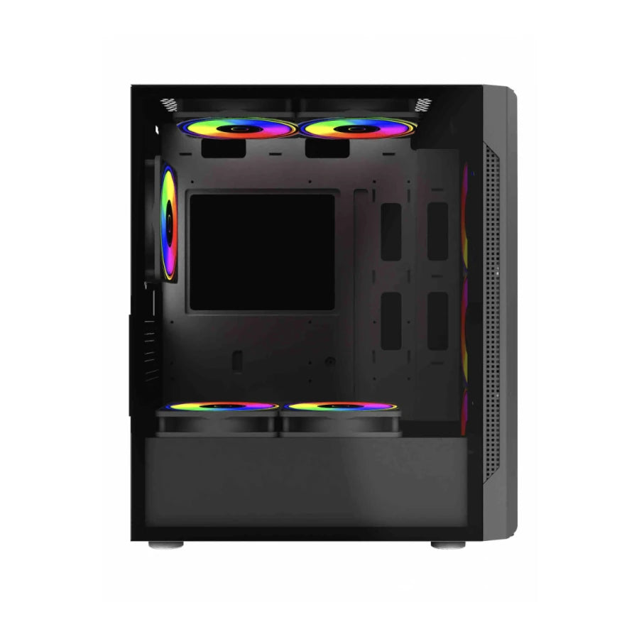 Gabinete Acteck Gamer Media Torre Dragonfly II Crystal GM745 Max MB ATX Panel Izq Cristal + Frente Cristal con Ranura 1xUSB 3.0 + 4xFan RGB Negro