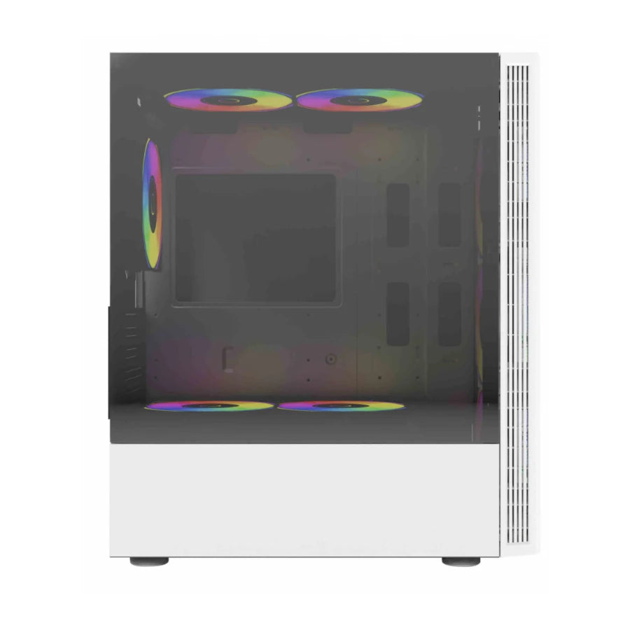 Gabinete Acteck Gamer Media Torre Dragonfly II Mesh GM740 Max MB ATX Panel Izq Cristal + Frente Malla 1xUSB 3.0 + 4xFan RGB Blanco