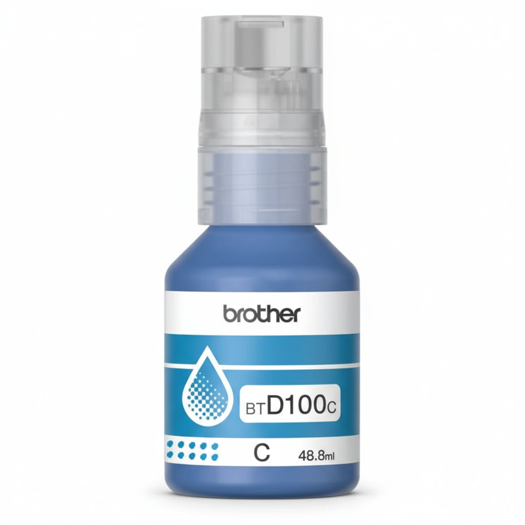 Botella de tinta Brother de color cian de ultra alto rendimiento BTD100C de la serie InkBenefit Tank Imprime hasta 5000 paginas