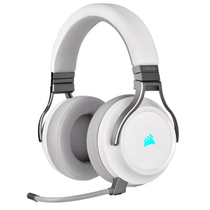 Audífonos Corsair (CA-9011186-NA) Virtuoso Inalámbricos 7.1 Canales USB-C/Micrófono Comp. PC RGB Blanco