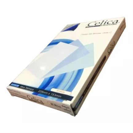 Mica Térmica Celica Tamaño Media Carta 229x153mm 10 Milésimas o 250 Micrones Pqte C/50 Pzas