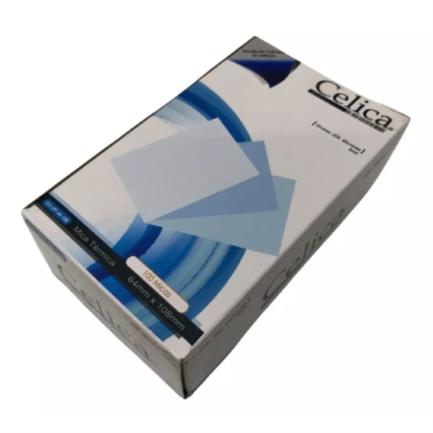 Mica Térmica Celica Tamaño Etiqueta de Equipaje 64x108mm 8 Milésimas o 200 Micrones Pqte C/100 Pzas