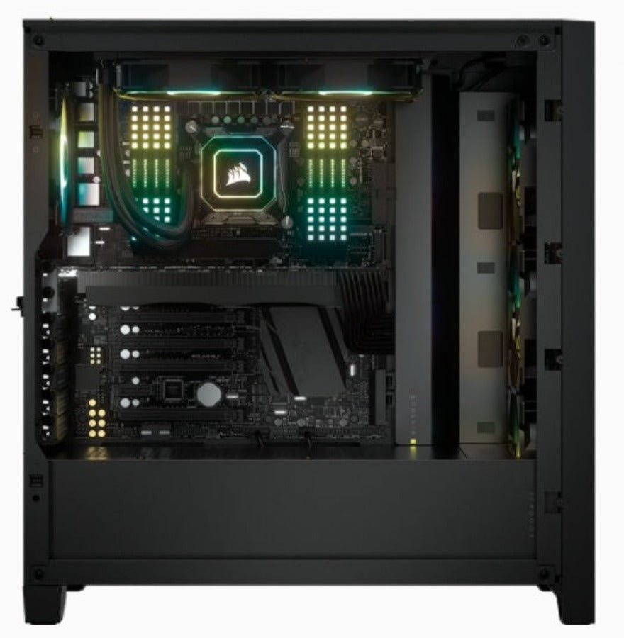 Gabinete Gamer Corsair ICUE 4000X RGB Media Torre ATX mATX ITX Cristal Templado 3xFan RGB Negro Sin Fuente