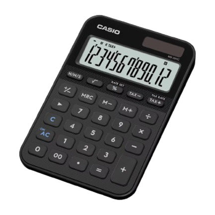 Calculadora Casio MS-20YC-BK Negro De 12 Dígitos Pantalla Extragrande Solar Y Batería