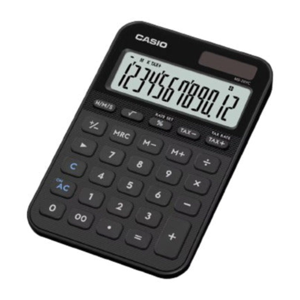 Calculadora Casio MS-20YC-BK Negro De 12 Dígitos Pantalla Extragrande Solar Y Batería
