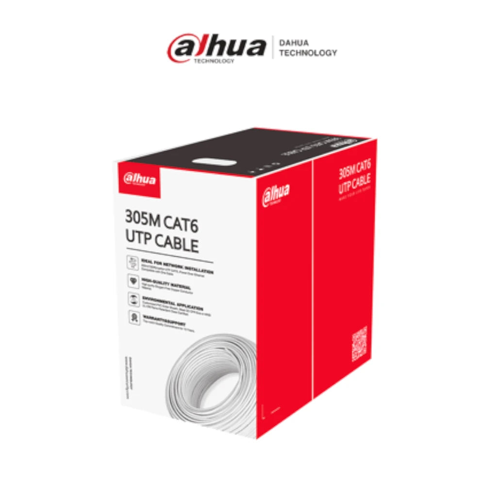 Bobina de Cable Dahua UTP Cat 6 100% de Cobre/Blanco de 305metros /Interior/Certificado CPR Eca Retardante