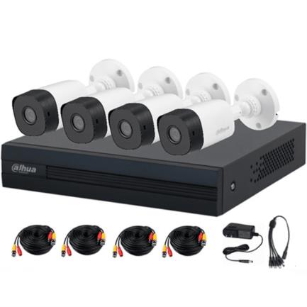 Kit de 4 Canales Dahua 2MP Policarbonato DVR Cooper-I WizSense/Con IA/H.265+/4 Cámaras B1A21 1080p/4 Canales + 1 IP