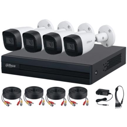 Kit de 4 Canales Dahua 2MP Audio/DVR Cooper-I WizSense-IA/4 Cámaras Metálicas Micrófono Integrado/4Ch+1IP o Hasta 5Ch IP