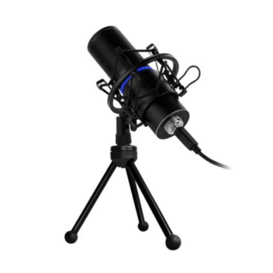 Micrófono Game Factor MCG700 Profesional LED Ajuste Volumen Stand Anti Pop USB Color Negro