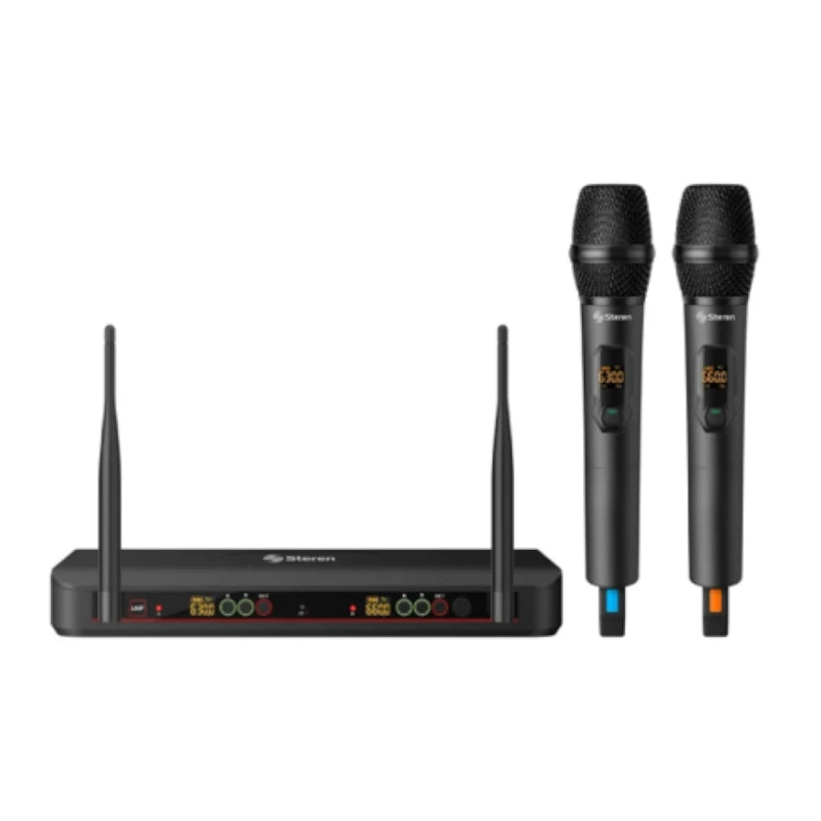 Sistema Steren De 2 Microfonos Inalambricos Uhf C/Selec Auto De