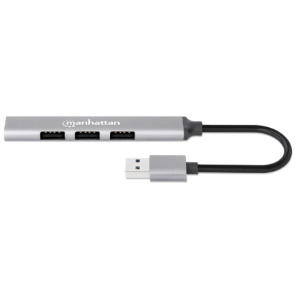 Hub Manhattan USB-A V2.0 3 Ptos y V3.0 1 Pto Aluminio