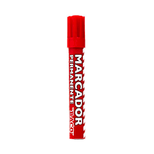 Marcador baco permanente tubo aluminio rojo pqte/12