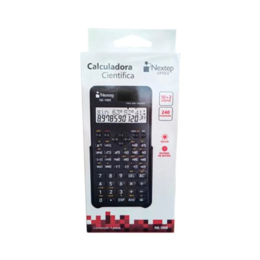 Calculadora Nextep Cientifica 10+2 Digitos Doble Linea 240 Funciones Solar/bateria