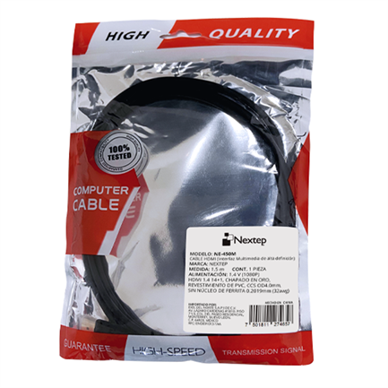 Cable HDMI 1.4 Nextep, Alta Velocidad Reforzado 1.5 metros