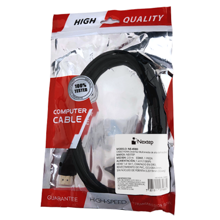 Cable HDMI 1.4 Nextep, Alta Velocidad Reforzado 2.0 metros