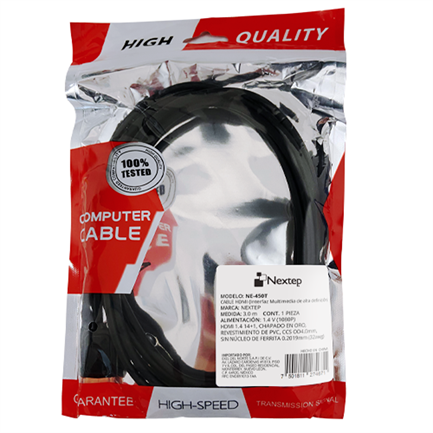 Cable HDMI 1.4 Nextep, Alta Velocidad Reforzado 3.0 metros