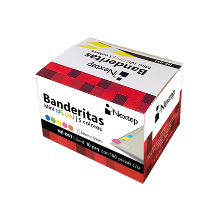 Banderitas Nextep Mini Neon 5 Colores 100 Piezas c/10
