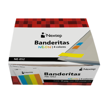 Banderitas Nextep Neon 4 Colores 200 Piezas c/10