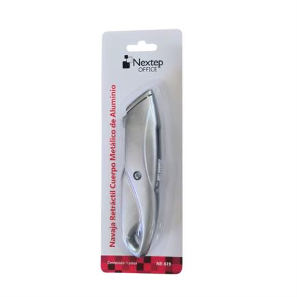 Navaja Retractil Nextep Cuerpo Metalico de Aluminio C/3 Cuchillas de Repuesto
