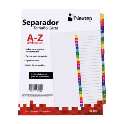 Seprador Economico Nextep Abecedario Impreso A-Z