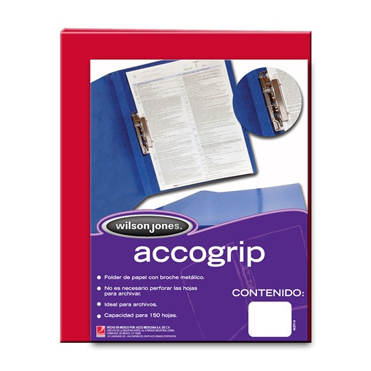 Carpeta acco wilson jones grip t3 sh-961 carta rojo c/4