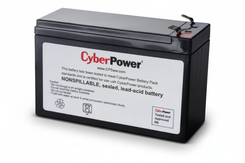 Batería Cyberpower Certificada de Reemplazo 12V/7.2AH Incluye Empaque para Transporte de Batería Usada