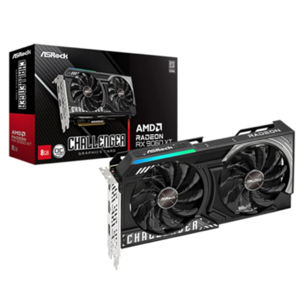 Tarjeta de Video AMD Asrock Challenger Radeon RX9060XT 8GB OC Dual Fan GDDR6 PCIe 5.0 1xHDMI 2xDP