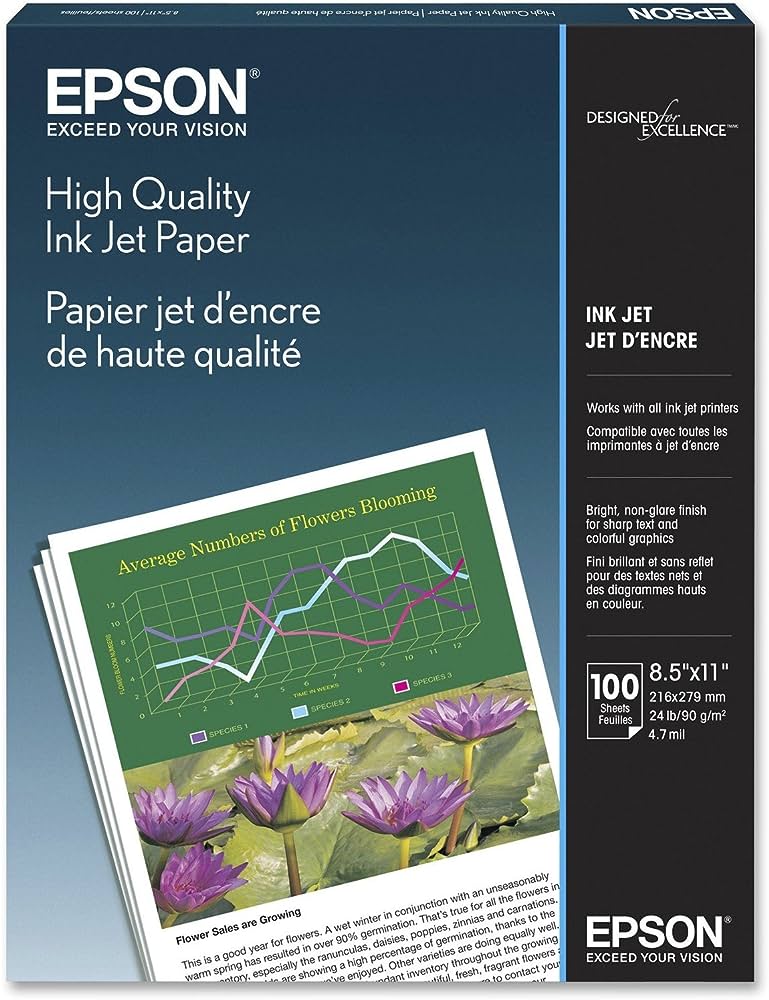 Papel epson 8.5"x11" alta calidad dpi 720 c/100