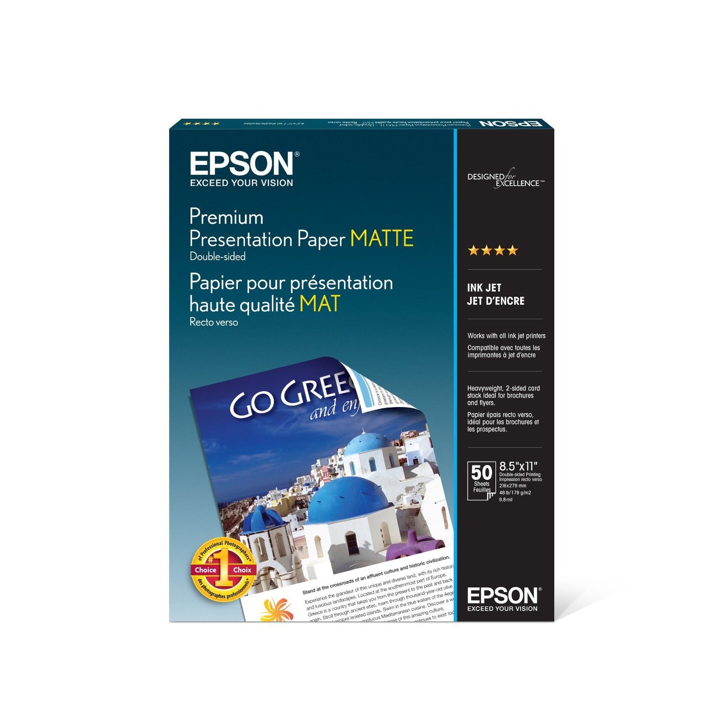 Papel epson fotografico doble cara carta c/50
