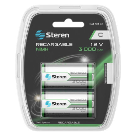 Paquete de Baterías Steren NIMH Recargables USB-C 1.2Vcc 3000mAh