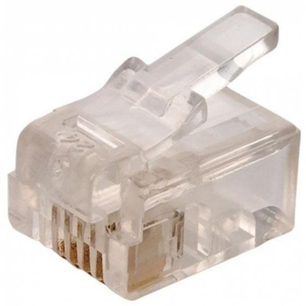 Plug Steren de Telefono Modular de 4 partes con Cable Redndo con 100 Pzs